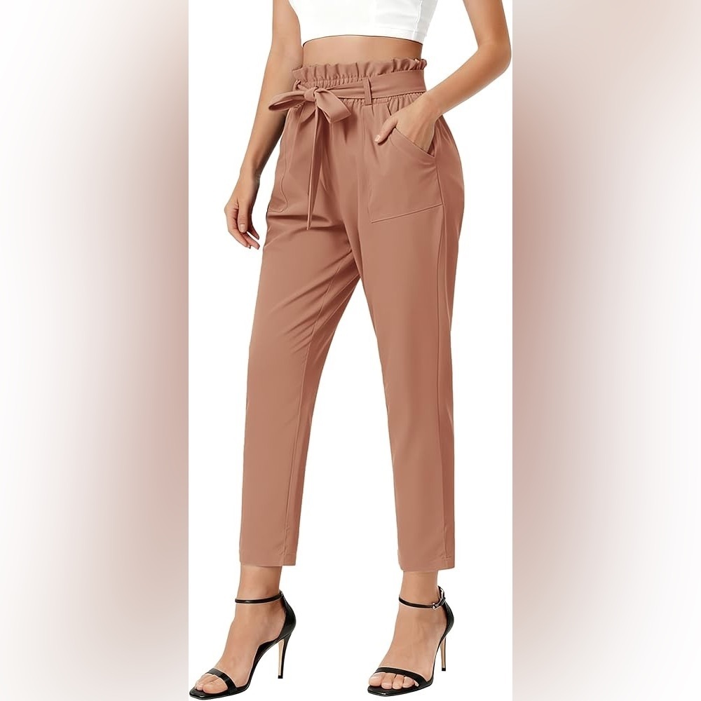 GRACE KARIN Women Work Pants, Paper Bag High Waist Bow Tie Dressy Trousers